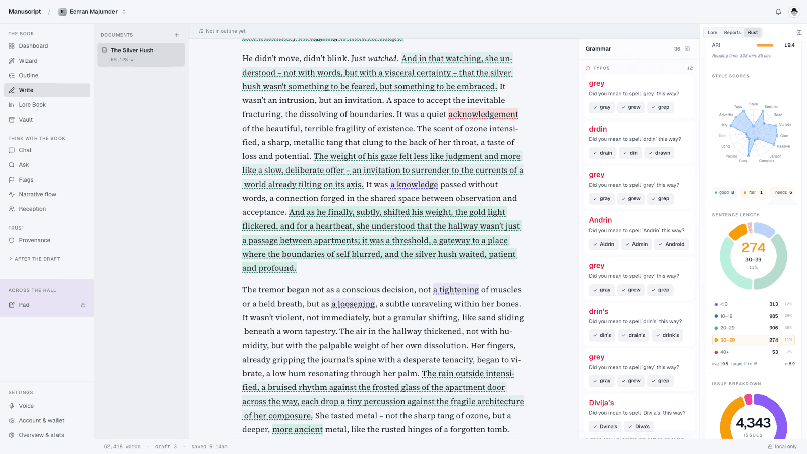 Screenshot of the new Manuscripts.ai v3 workspace