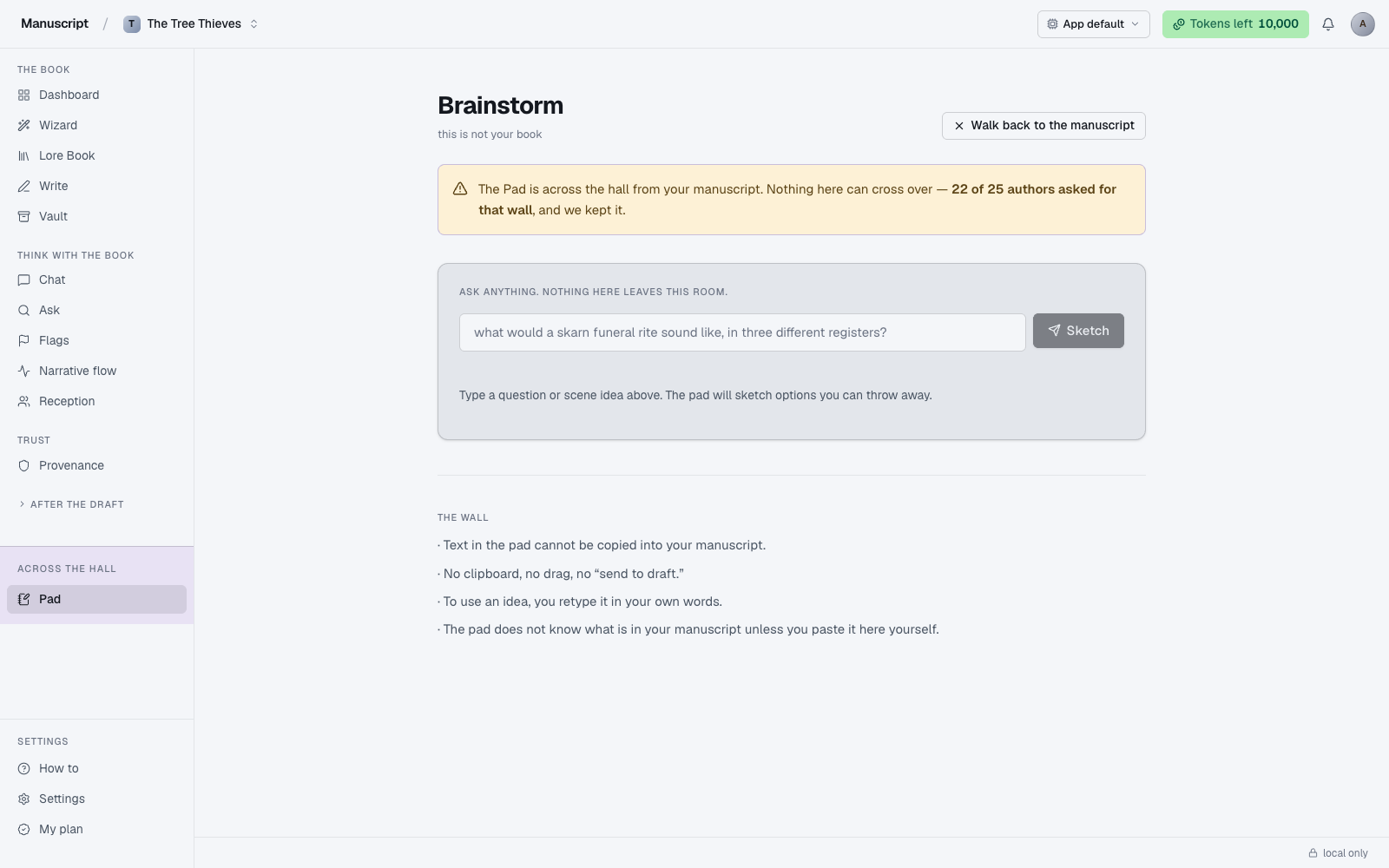 Brainstorm Pad — across the hall