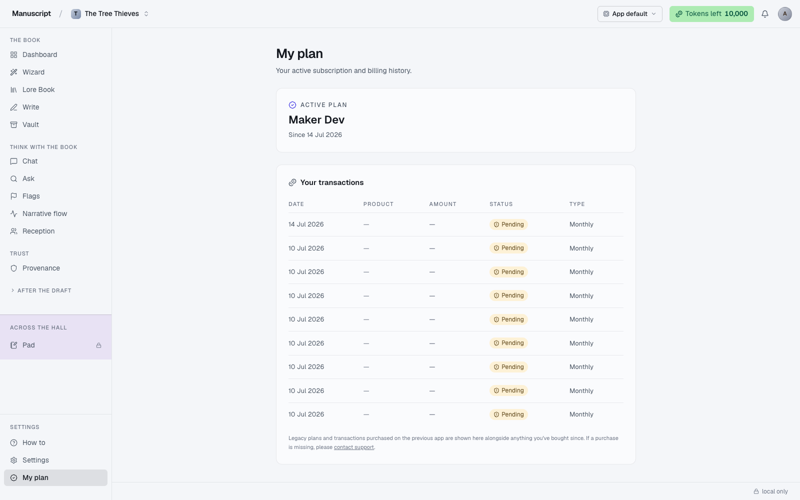 Plans and subscription